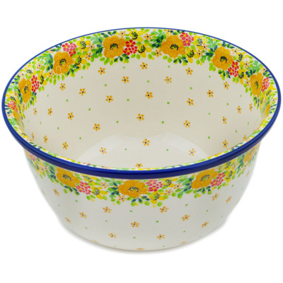 Polish Pottery Bowl 11&quot; Bright Spring UNIKAT