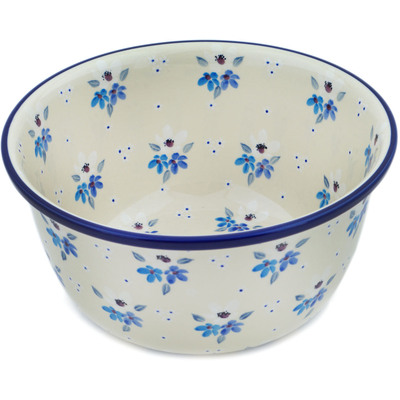 Polish Pottery Bowl 11&quot; Bunches Of Beauty UNIKAT