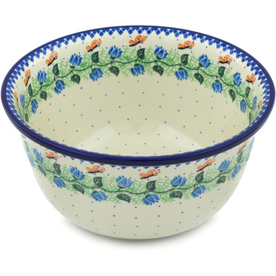 Polish Pottery Bowl 11&quot; Butterfly Field