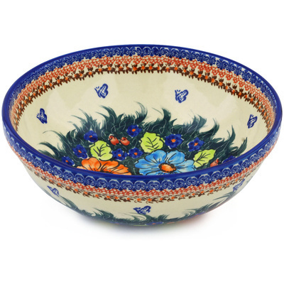 Polish Pottery Bowl 11&quot; Butterfly Splendor