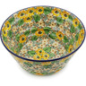 Polish Pottery Bowl 11&quot; Country Sunflower UNIKAT