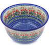 Polish Pottery Bowl 11&quot; Crimson Bells