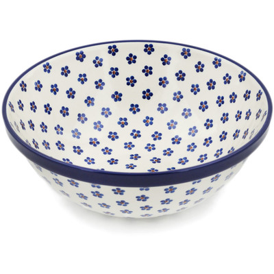 Polish Pottery Bowl 11&quot; Daisy Dots