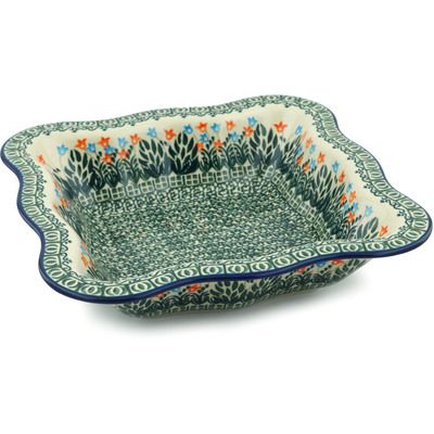 Polish Pottery Bowl 11&quot; Dancing Tulips