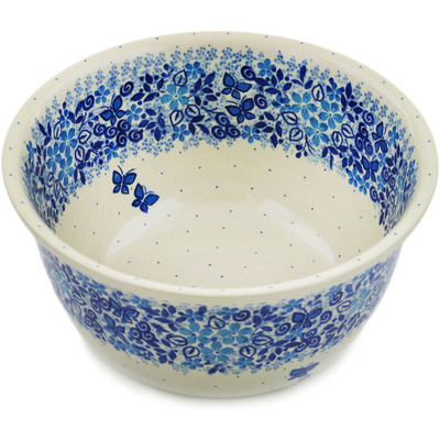 Polish Pottery Bowl 11&quot; Delicate Blue UNIKAT