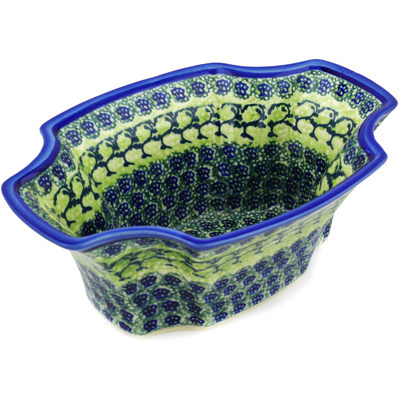 Polish Pottery Bowl 11" Emerald Forest