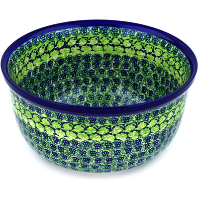 Polish Pottery Bowl 11&quot; Emerald Forest