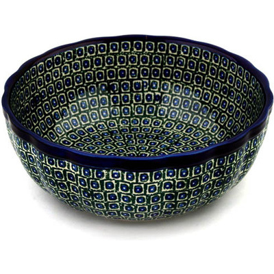 Polish Pottery Bowl 11&quot; Emerald Tiles