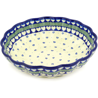 Polish Pottery Bowl 11&quot; Fancy Heart