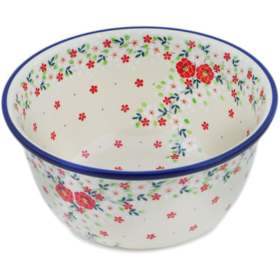 Polish Pottery Bowl 11&quot; Festive Misteltoe UNIKAT