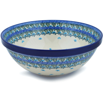 Polish Pottery Bowl 11&quot; Forget Me Not UNIKAT