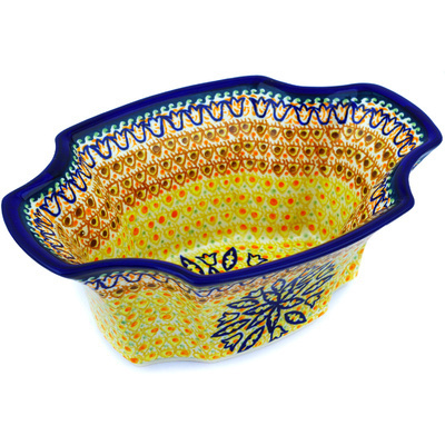 Polish Pottery Bowl 11&quot; Golden Tulip UNIKAT