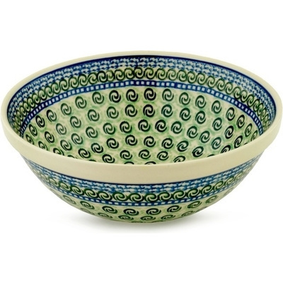 Polish Pottery Bowl 11" Green Galaxy