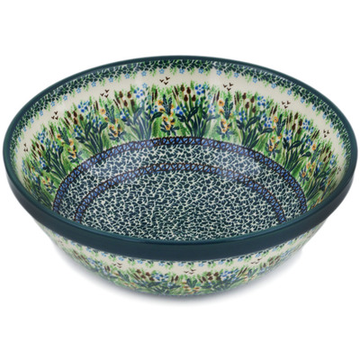 Polish Pottery Bowl 11&quot; Green Pasture UNIKAT
