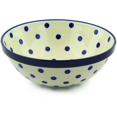 Polish Pottery Bowl 11&quot; Happy Dots