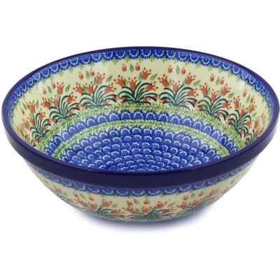 Polish Pottery Bowl 11&quot; Maroon Bells