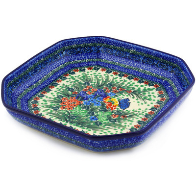 Polish Pottery Bowl 11&quot; Mosaic Butterfly UNIKAT