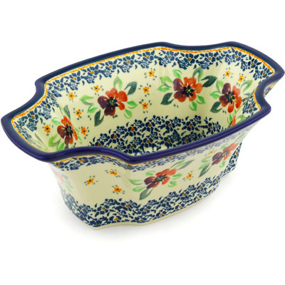 Polish Pottery Bowl 11&quot; Nightingale Flower