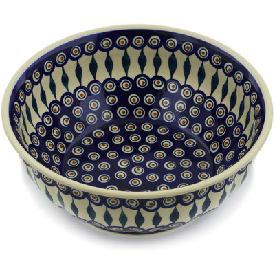 Polish Pottery Bowl 11&quot; Peacock