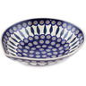 Polish Pottery Bowl 11&quot; Peacock Leaves