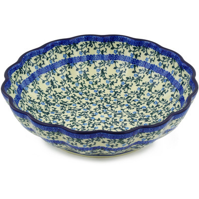 Polish Pottery Bowl 11&quot; Petite Blue Vine