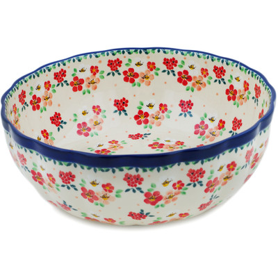 Polish Pottery Bowl 11&quot; Pink Divinity UNIKAT