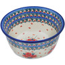 Polish Pottery Bowl 11&quot; Pink Forget Me Not UNIKAT