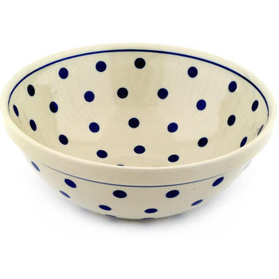 Polish Pottery Bowl 11&quot; Polka Dot Delight