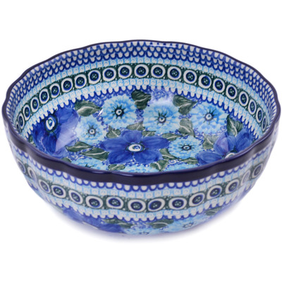 Polish Pottery Bowl 11&quot; Powder Puff UNIKAT