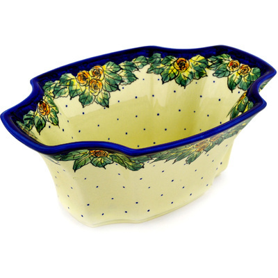 Polish Pottery Bowl 11&quot; Red Cabbage Roses