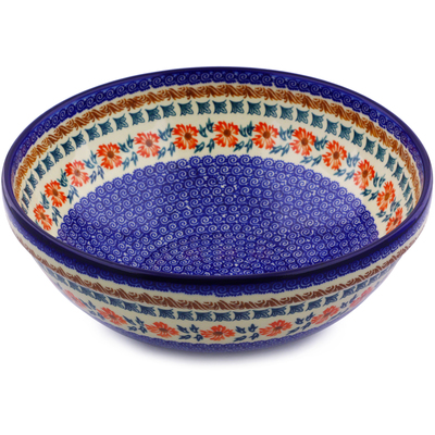 Polish Pottery Bowl 11" Red Cornflower