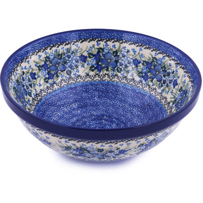 Polish Pottery Bowl 11&quot; Rhapsody In Blue UNIKAT