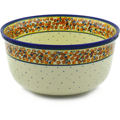 Polish Pottery Bowl 11&quot; Russett Floral