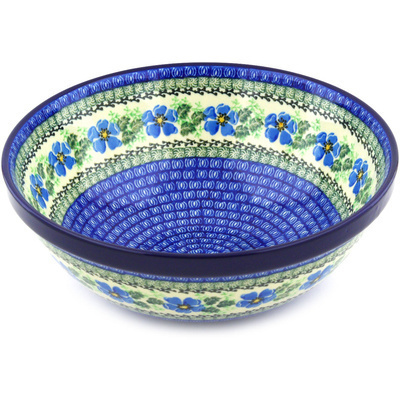 Polish Pottery Bowl 11&quot; Scarlet Pimpernel Flower