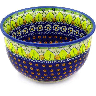 Polish Pottery Bowl 11&quot; Sunflower Power UNIKAT