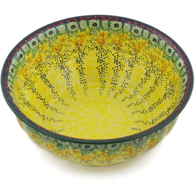 Polish Pottery Bowl 11&quot; Sunshine Grotto UNIKAT