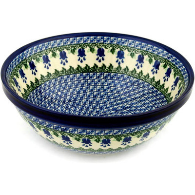 Polish Pottery Bowl 11&quot; Texas Bluebell