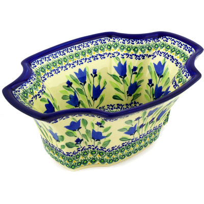 Polish Pottery Bowl 11" Tulip Fields UNIKAT