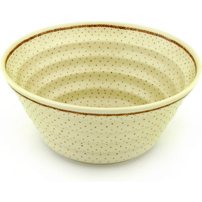 Polish Pottery Bowl 11&quot; Vanilla Bean UNIKAT