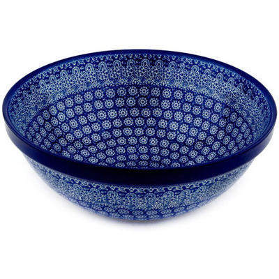 Polish Pottery Bowl 11&quot; Winter Frost