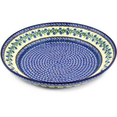Polish Pottery Bowl 11&quot; Woven Pansies
