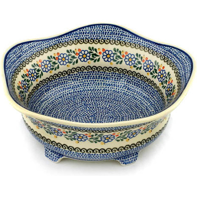 Polish Pottery Bowl 12&quot; Berries And Daisies