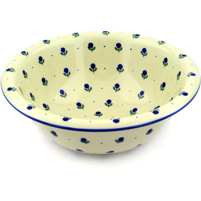 Polish Pottery Bowl 12" Blue Buds