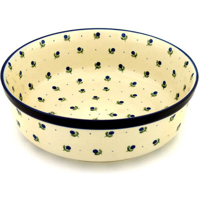 Polish Pottery Bowl 12" Blue Buds