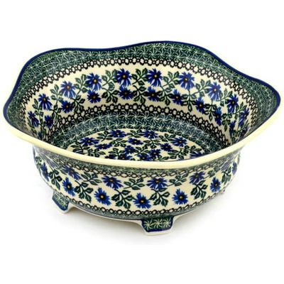 Polish Pottery Bowl 12&quot; Blue Chicory