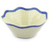 Polish Pottery Bowl 12&quot; Blue Polka Dot