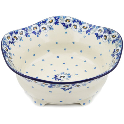 Polish Pottery Bowl 12&quot; Blue Spring