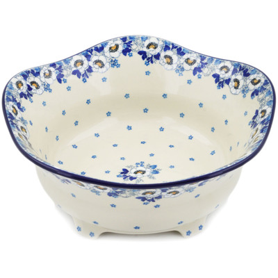 Polish Pottery Bowl 12" Blue Spring