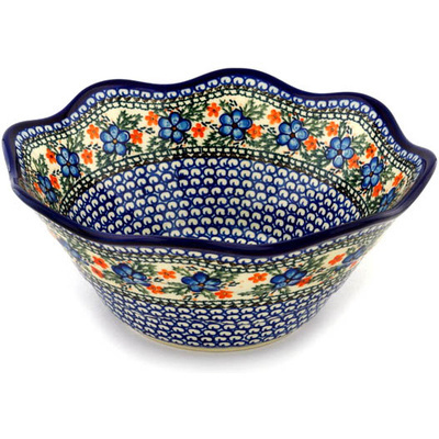 Polish Pottery Bowl 12&quot; Cobblestone Garden