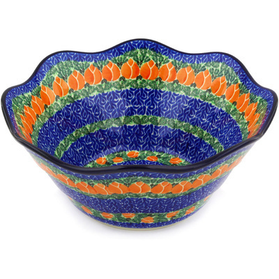 Polish Pottery Bowl 12&quot; Flamenco UNIKAT
